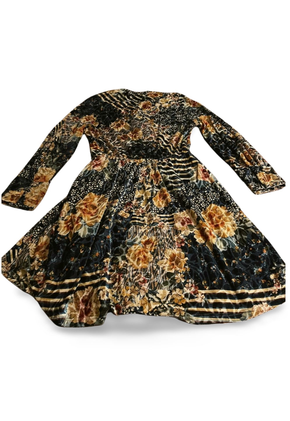 Abito floreale in velluto Zara donna maniche lunghe