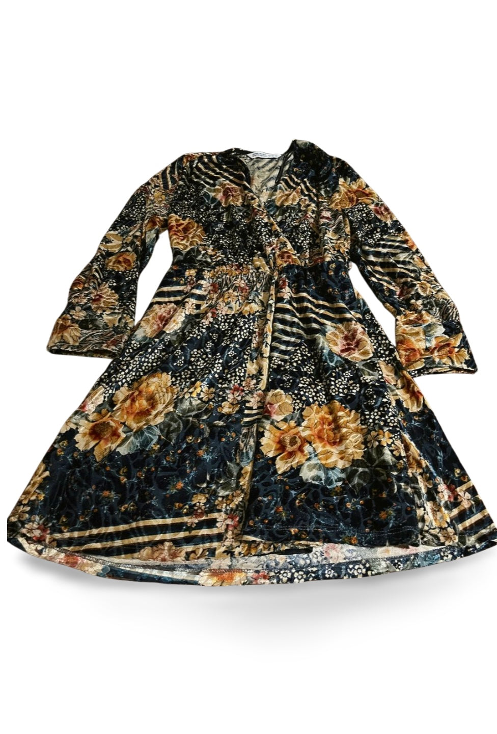 Abito floreale in velluto Zara donna maniche lunghe
