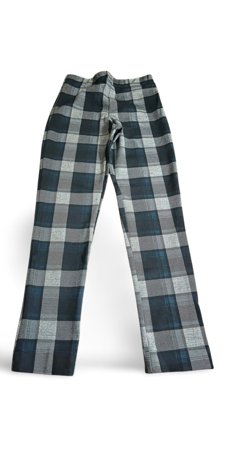 Pantaloni a quadri tartan scozzese bianchi, neri e grigi, moda casual unisex