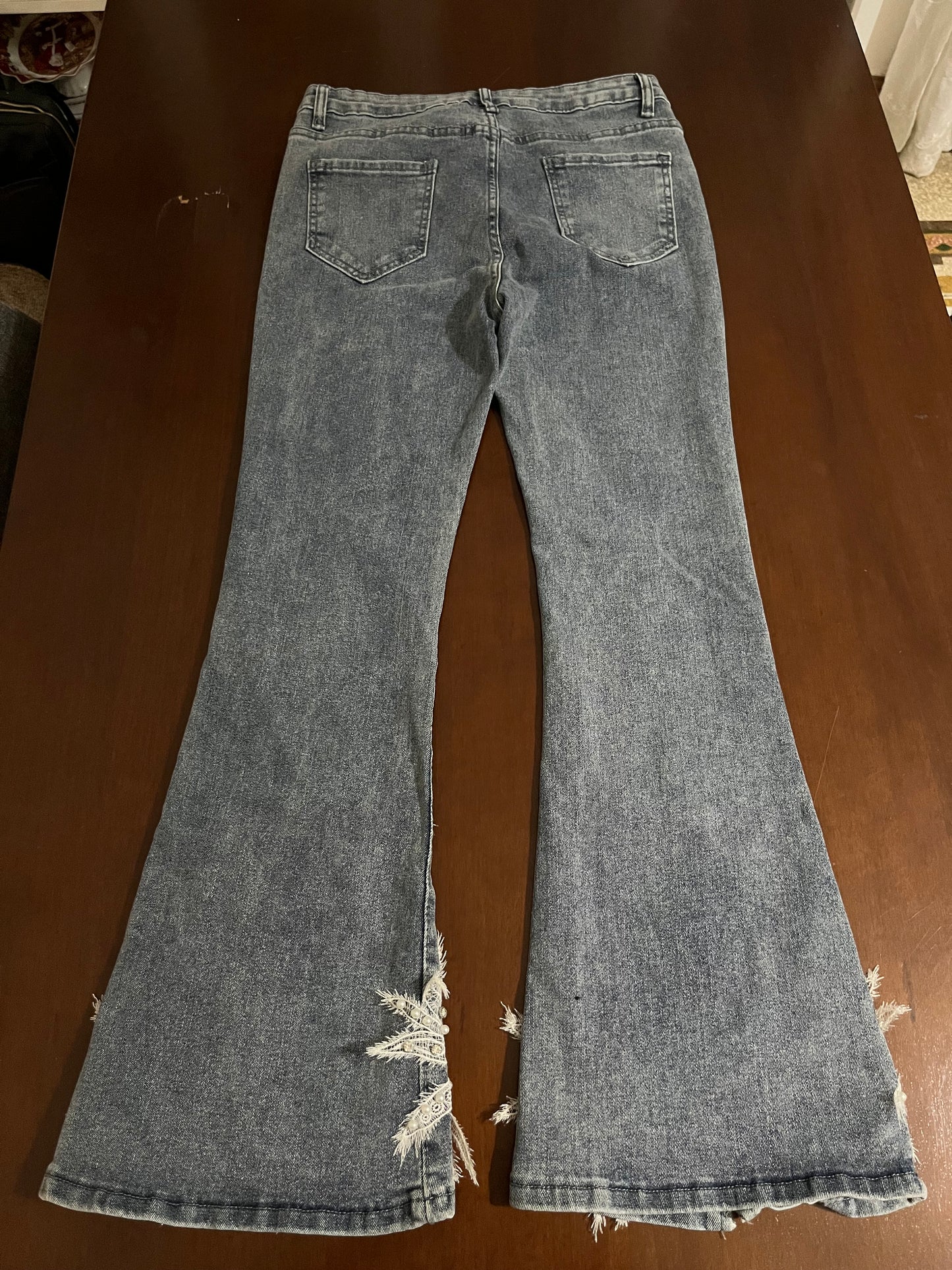 Unique lace and beaded jeans