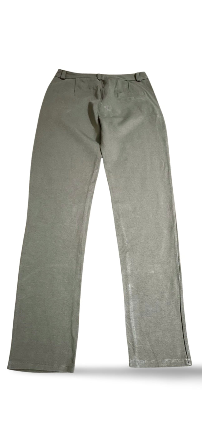 Pantaloni donna verde oliva in tessuto tecnico a gamba dritta