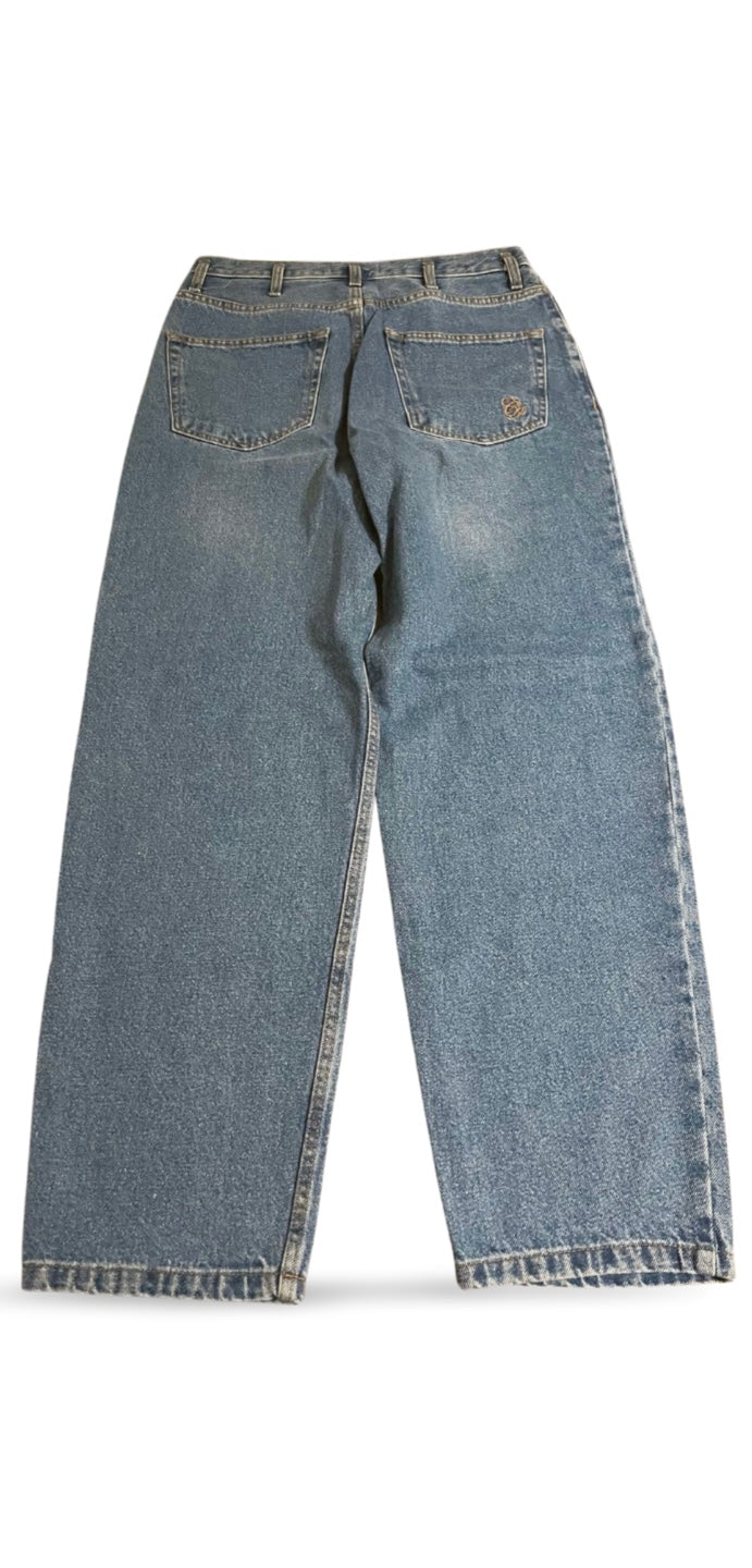 Wide Leg Denim Jeans with Vintage details