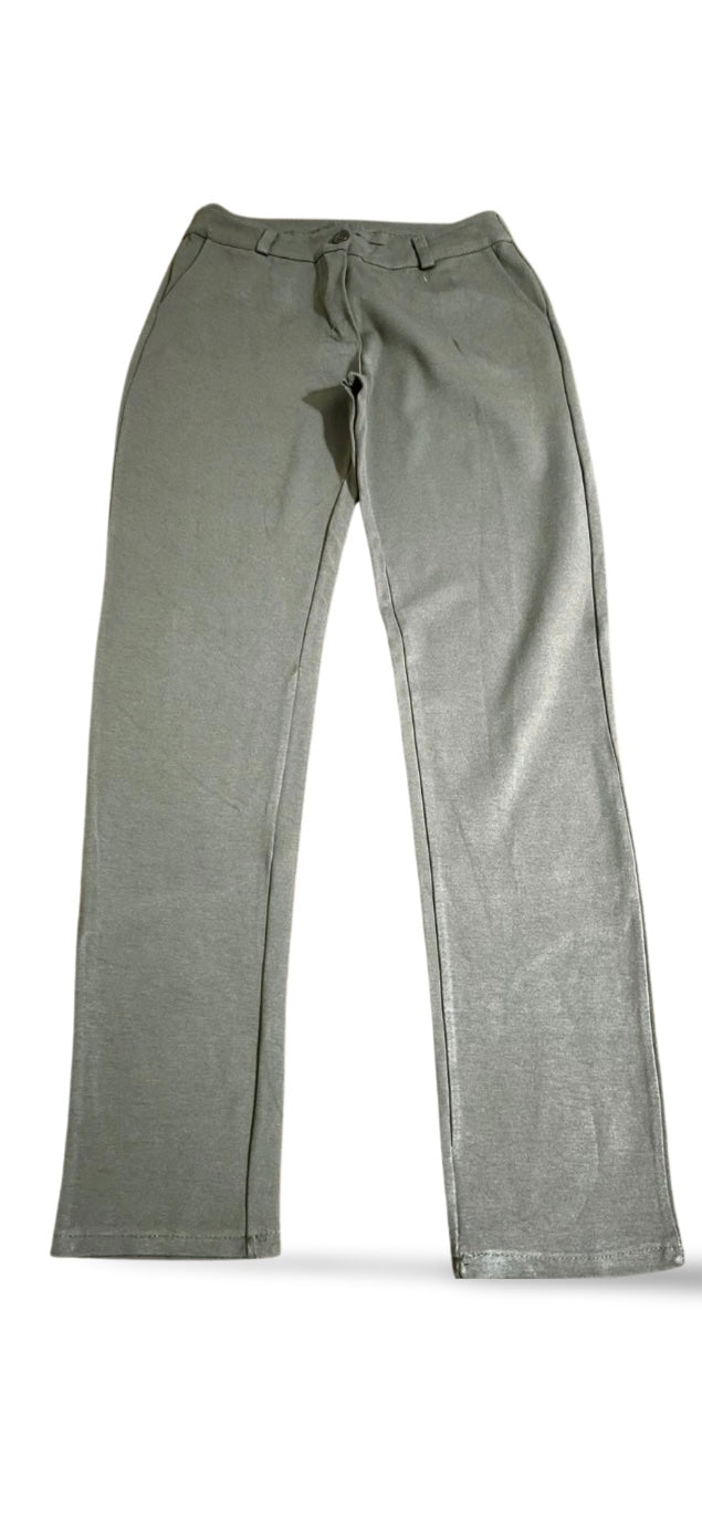 Pantaloni donna verde oliva in tessuto tecnico a gamba dritta
