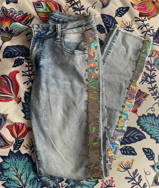 Light jeans with side bands