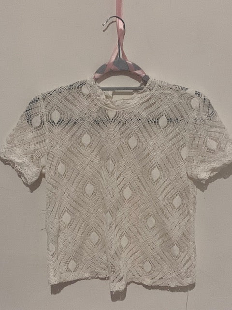 Short Sweater White Lace