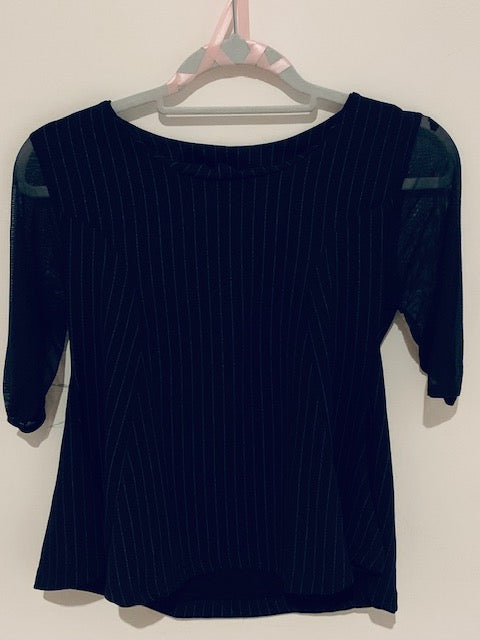 Striped tunic and sheer sleeves