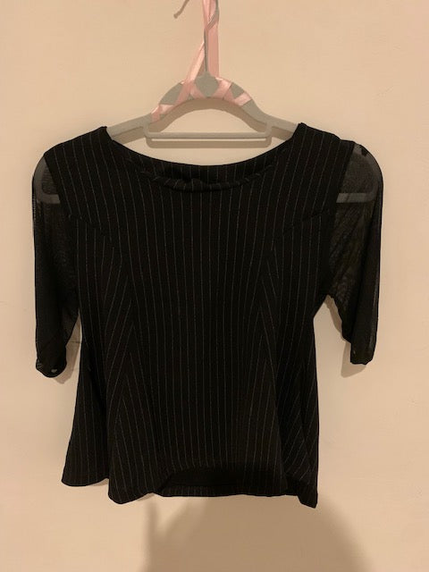 Striped tunic and sheer sleeves