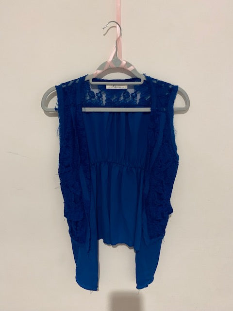 Electric blue lace vest
