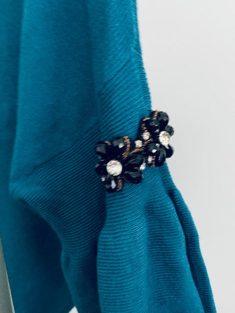 Wide sleeve rhinestone sweater
