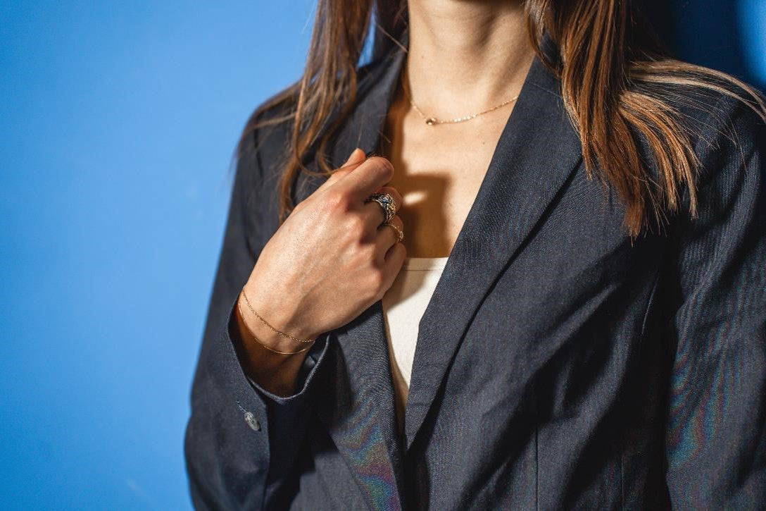 Outfit with navy blue OVS suit
