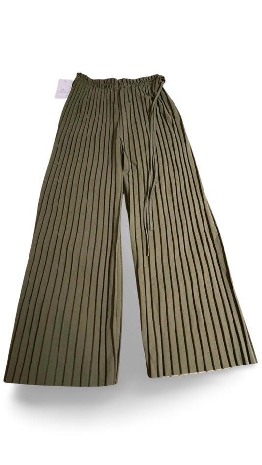 Olive green pleated trousers