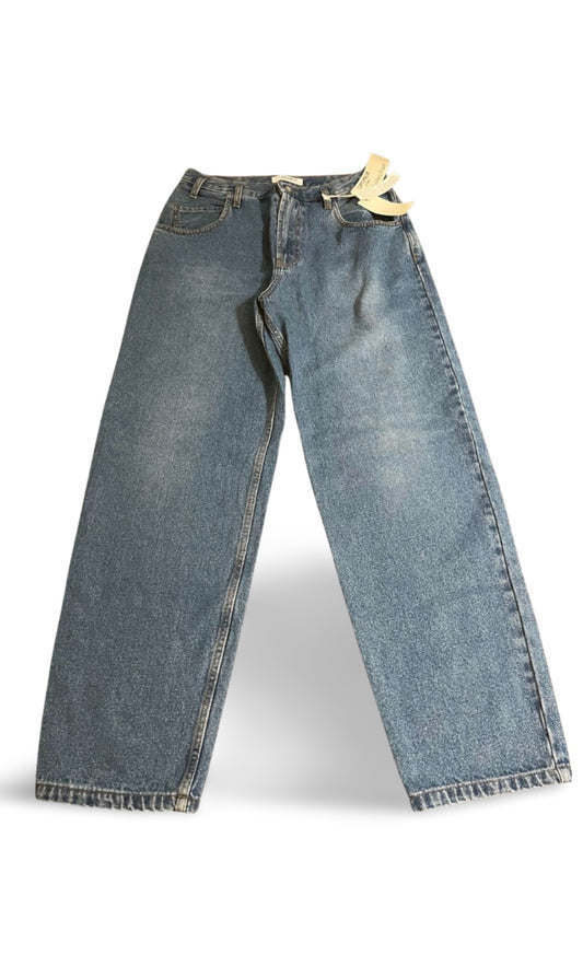 Jeans Denim a Gamba Larga con dettagli Vintage