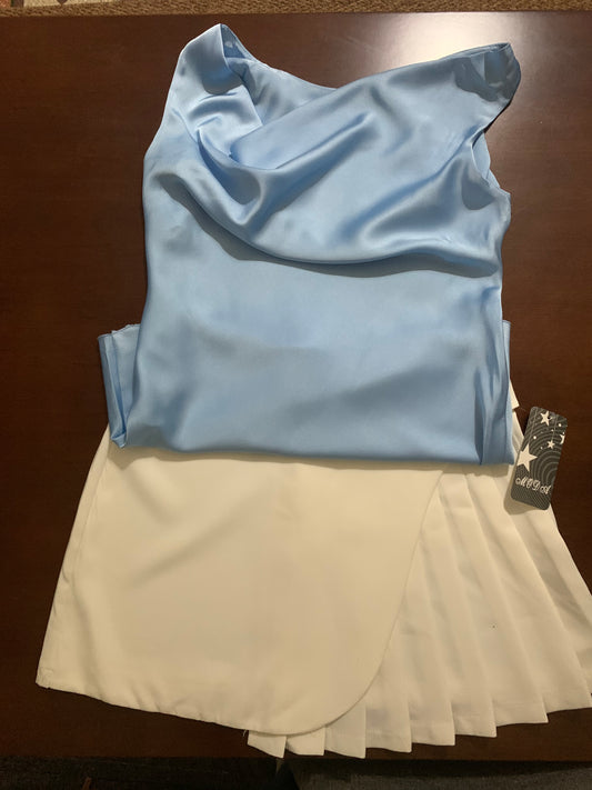 White - light blue outfit