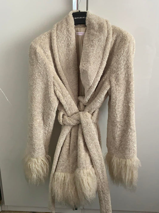 Cappotto pelliccia Cannella Panna