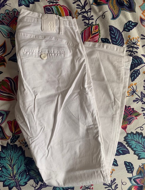 White denim effect trousers